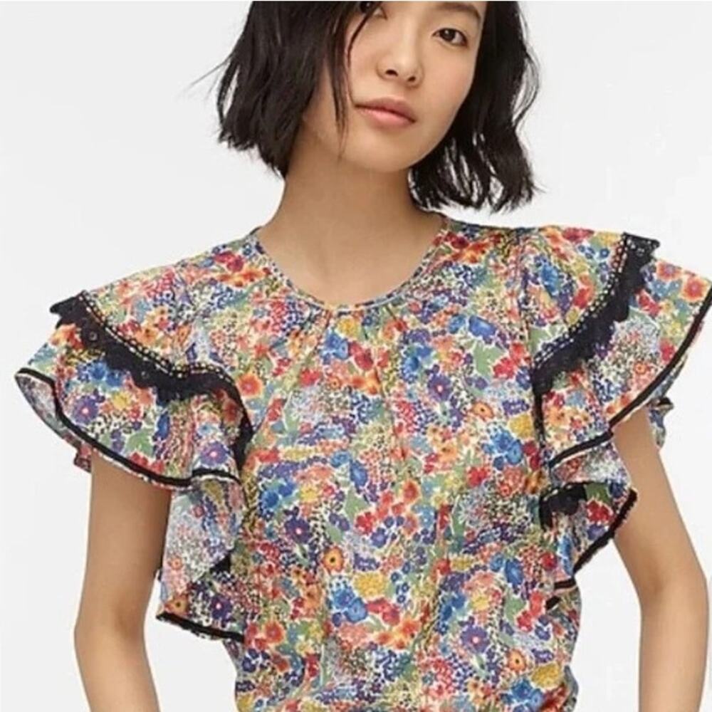 EUC J.Crew Cotton poplin top in Liberty Margaret Annie Floral Print Size Medium